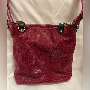 1. leather snake skin embossed adjustable strap purse